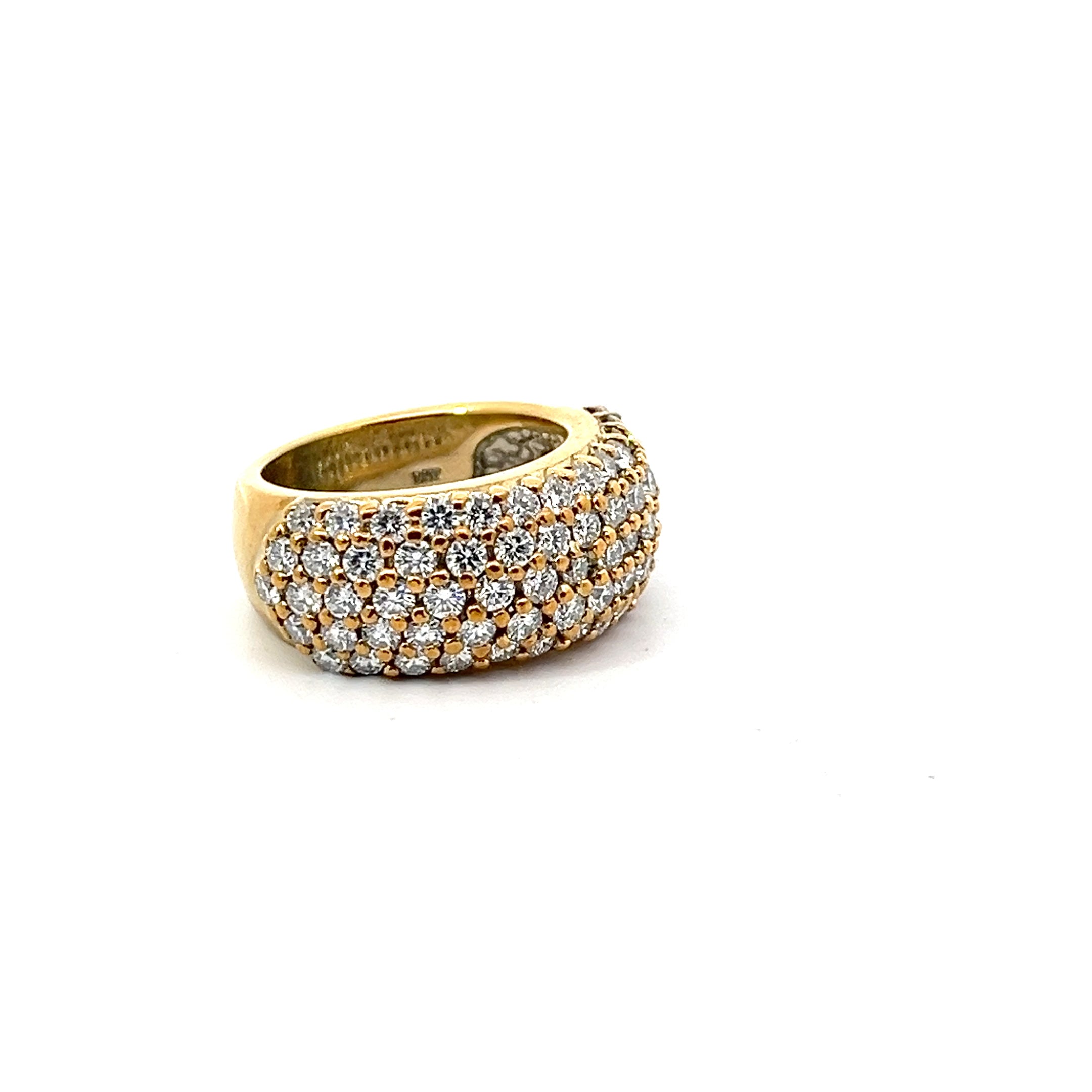 14k Yellow Gold 2.00ct E VS2 Round (5) Row of (74)Round Diamond Ring 9mm