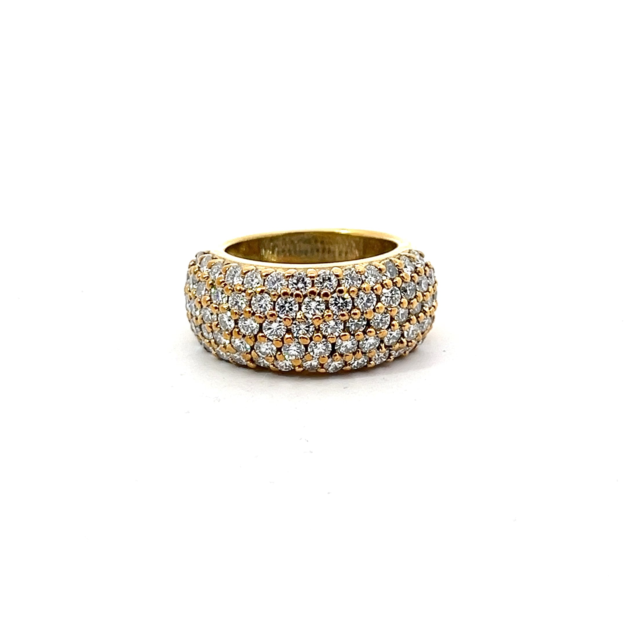 14k Yellow Gold 2.00ct E VS2 Round (5) Row of (74)Round Diamond Ring 9mm