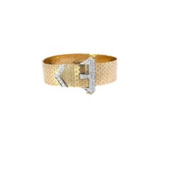 14k Yellow Gold .50ct G VS2 Round Diamond Buckle Bangle Bracelet