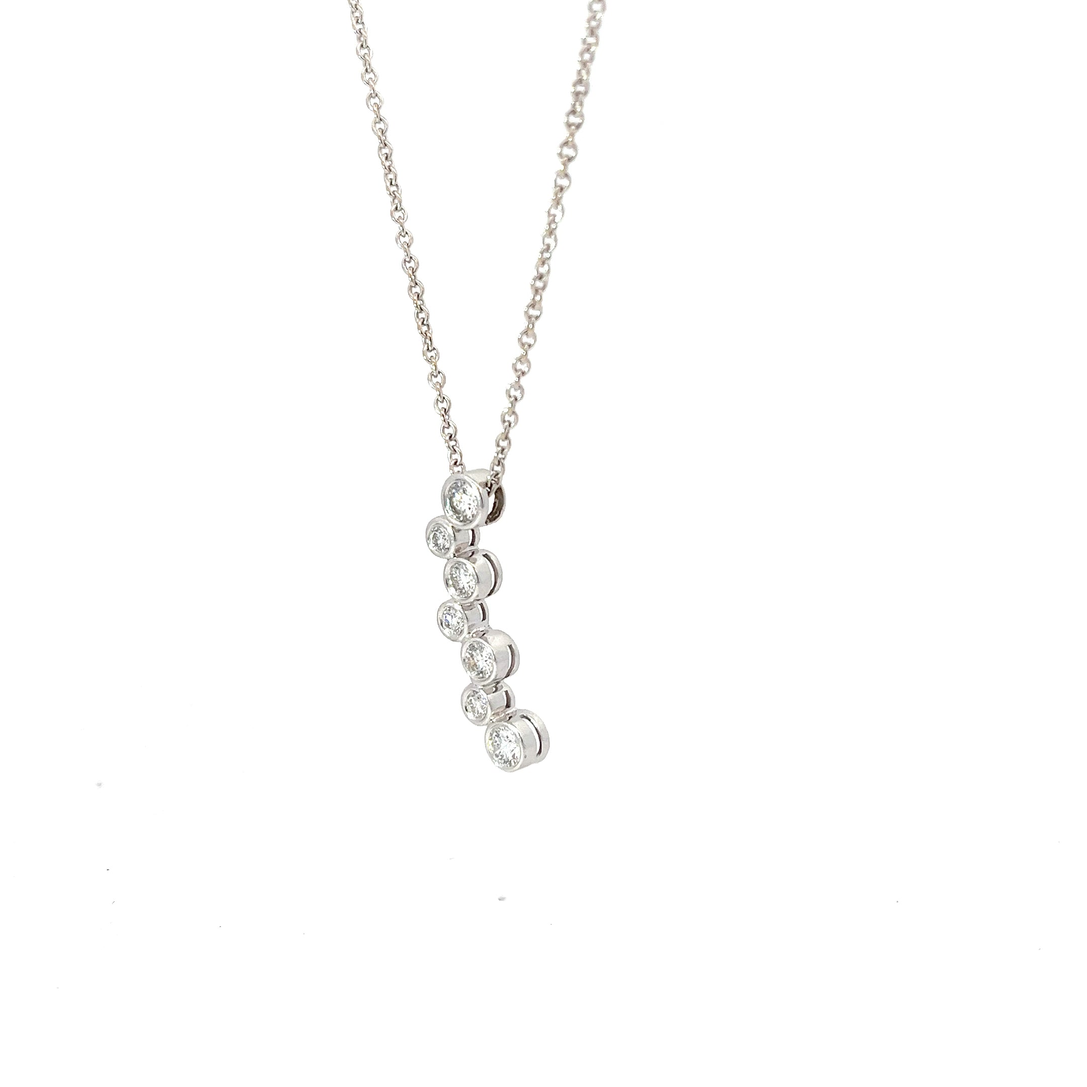 14k White Gold .60ct G SI1 (7) Bezel Set Diamond Pendant
