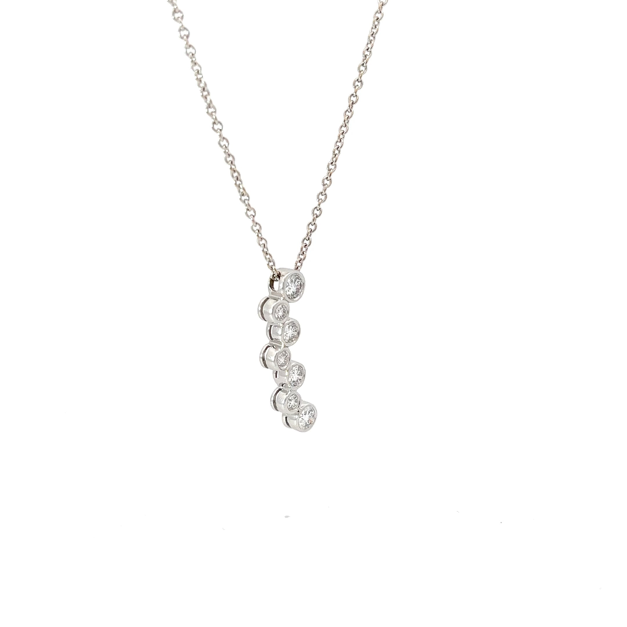 14k White Gold .60ct G SI1 (7) Bezel Set Diamond Pendant