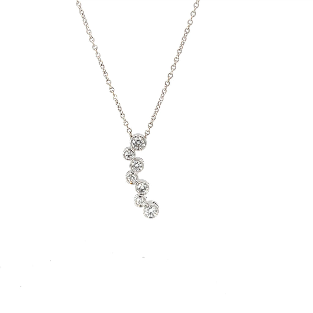 14k White Gold .60ct G SI1 (7) Bezel Set Diamond Pendant