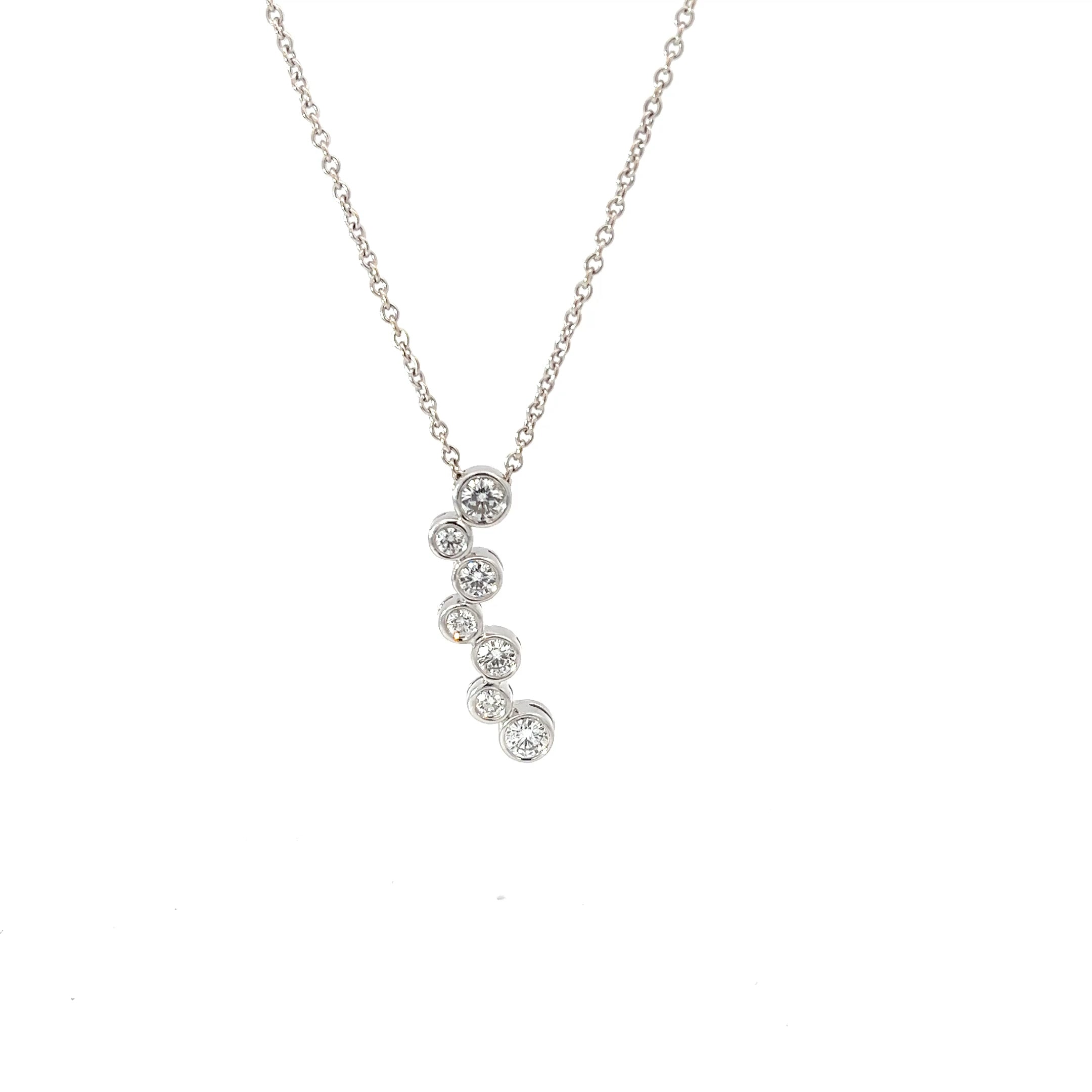 14k White Gold .60ct G SI1 (7) Bezel Set Diamond Pendant