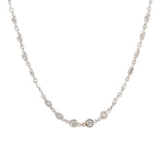 14k White Gold 3.52ct G SI1 Round Diamond / Diamond by the Yard Necklace 16" inch