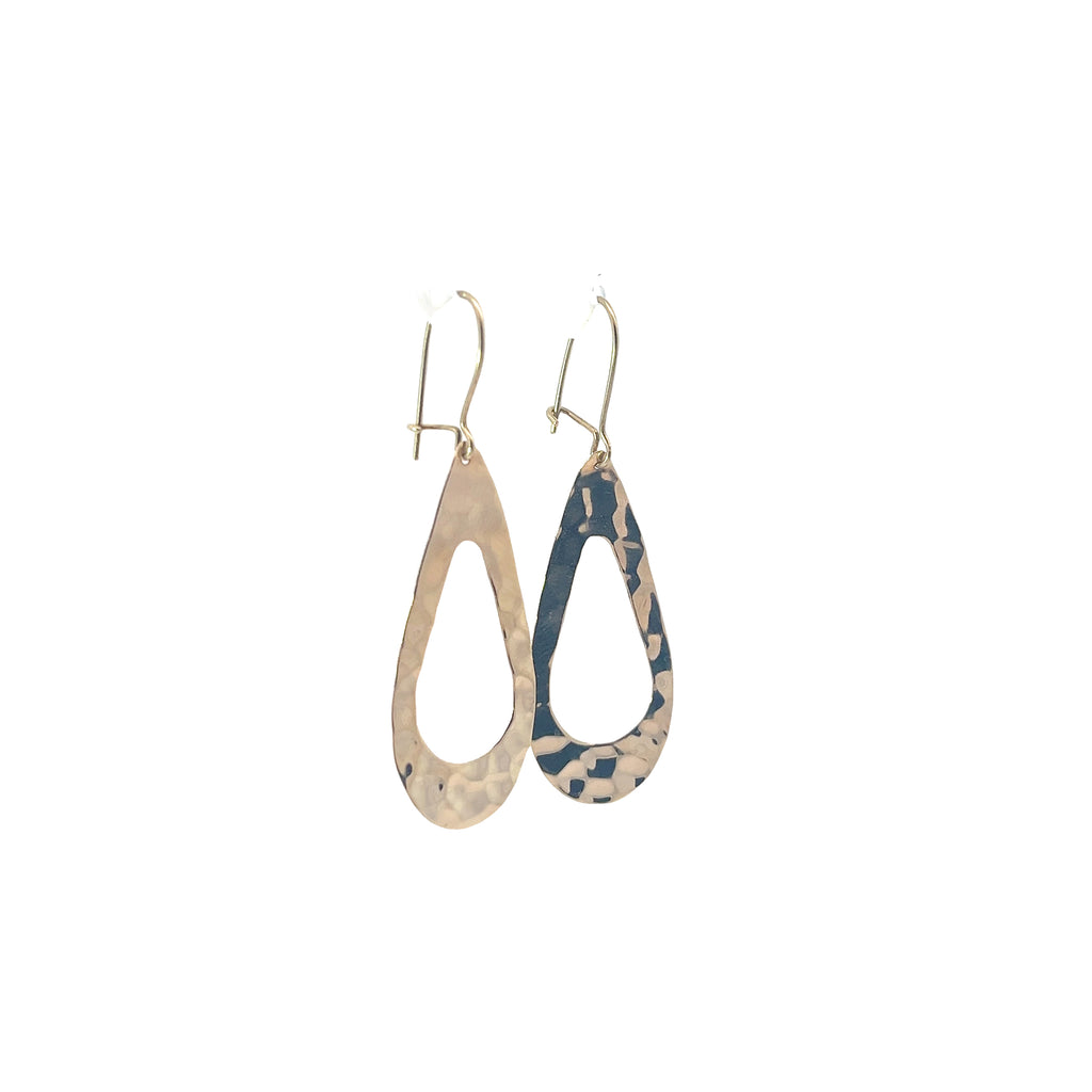 14K YELLOW GOLD  1.7 GRAMS HAMMERED LOOK DANGLE EARRINGS