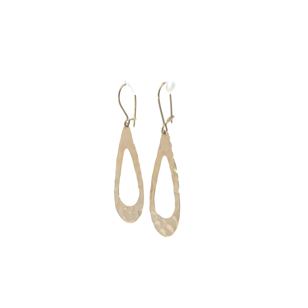 14K YELLOW GOLD  1.7 GRAMS HAMMERED LOOK DANGLE EARRINGS