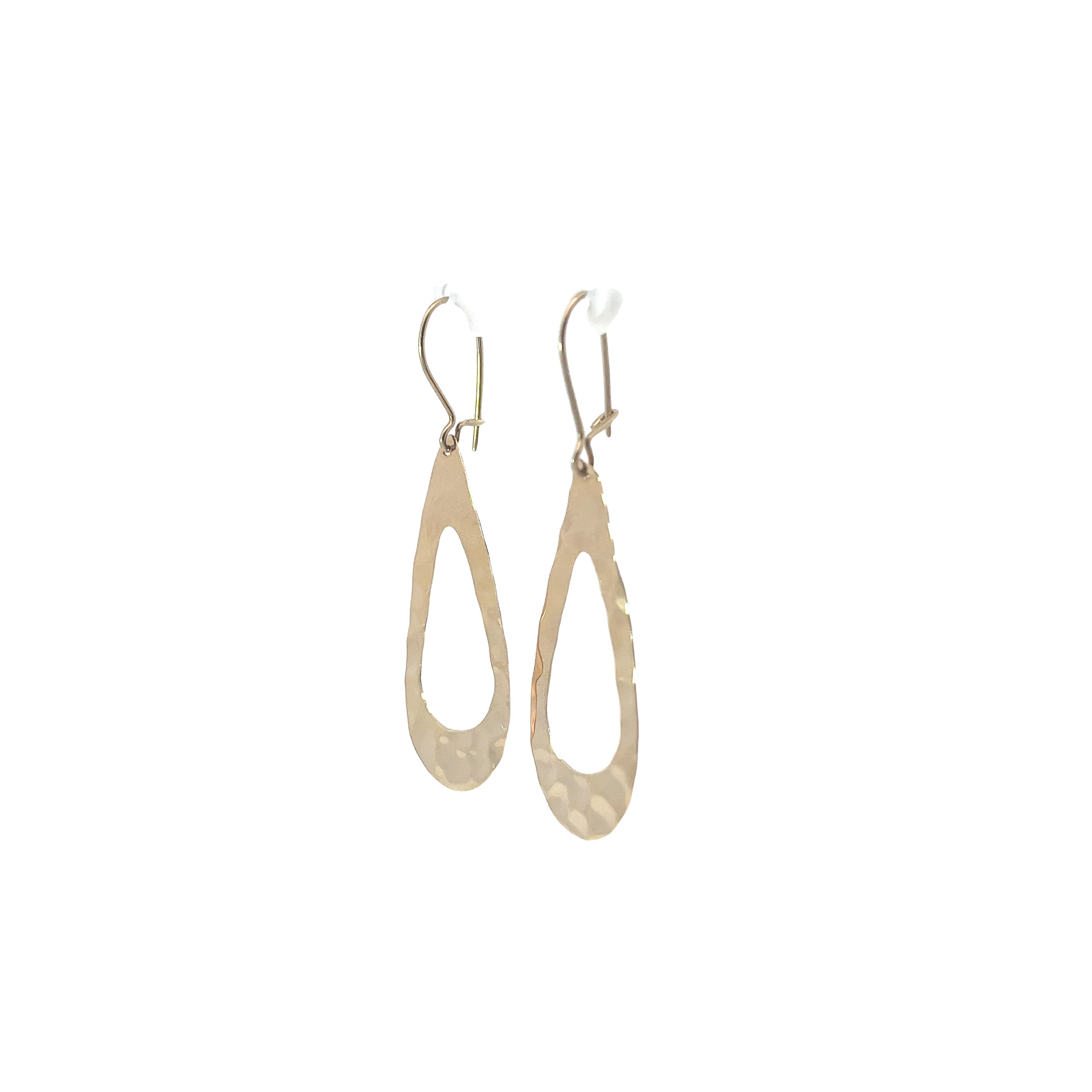 14K YELLOW GOLD  1.7 GRAMS HAMMERED LOOK DANGLE EARRINGS