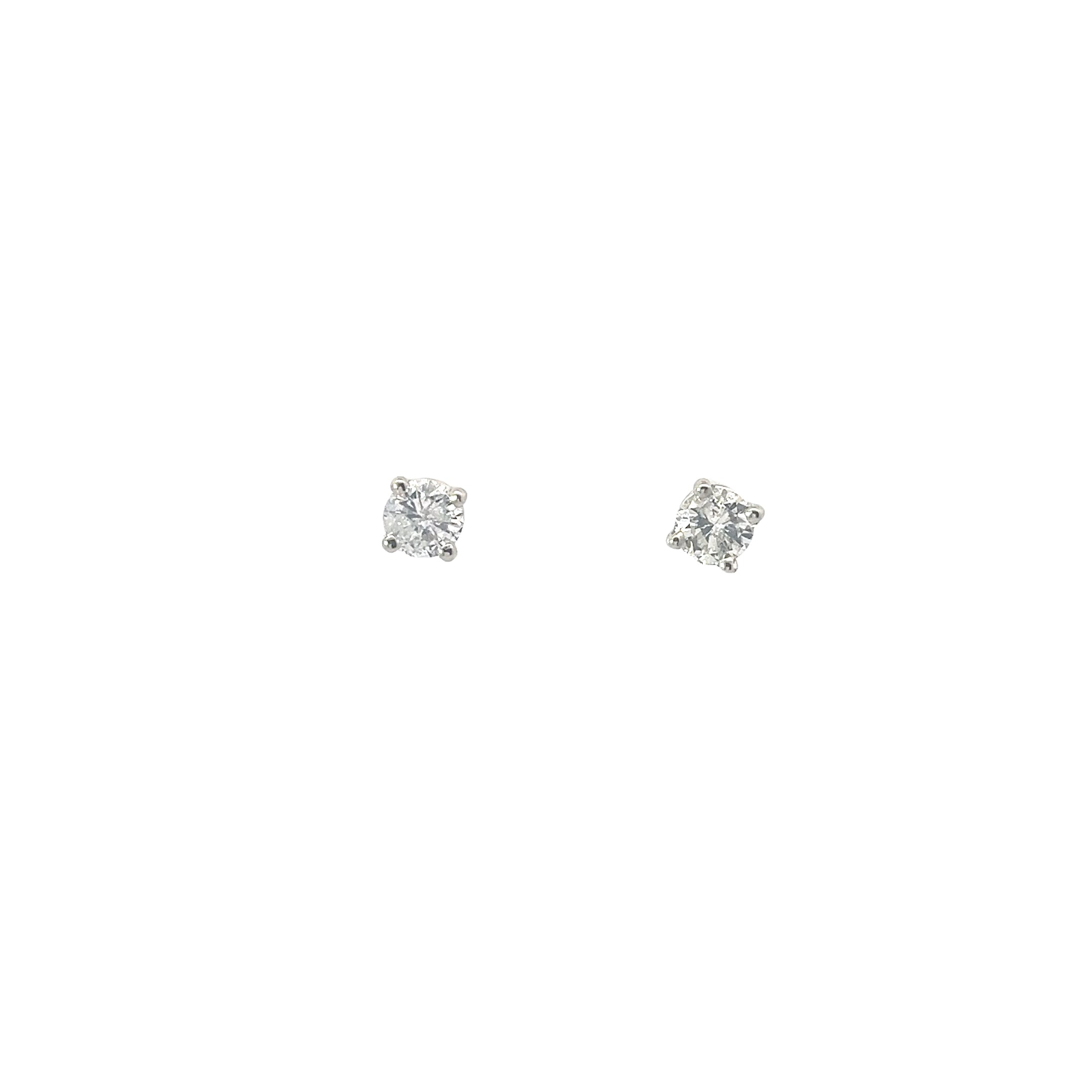 14k White Gold .69ct H VS2 Round Diamond Stud Earring