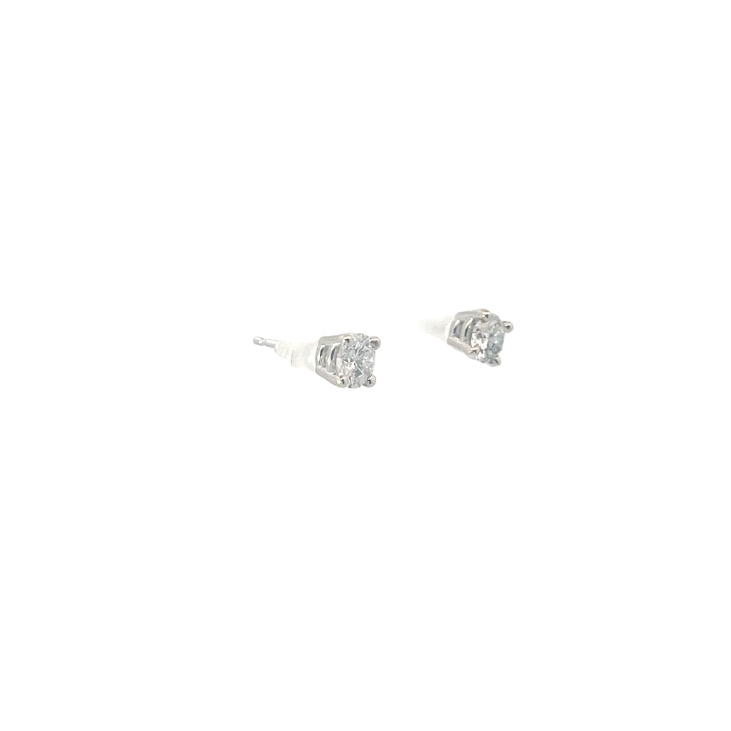 14k White Gold .69ct H VS2 Round Diamond Stud Earring