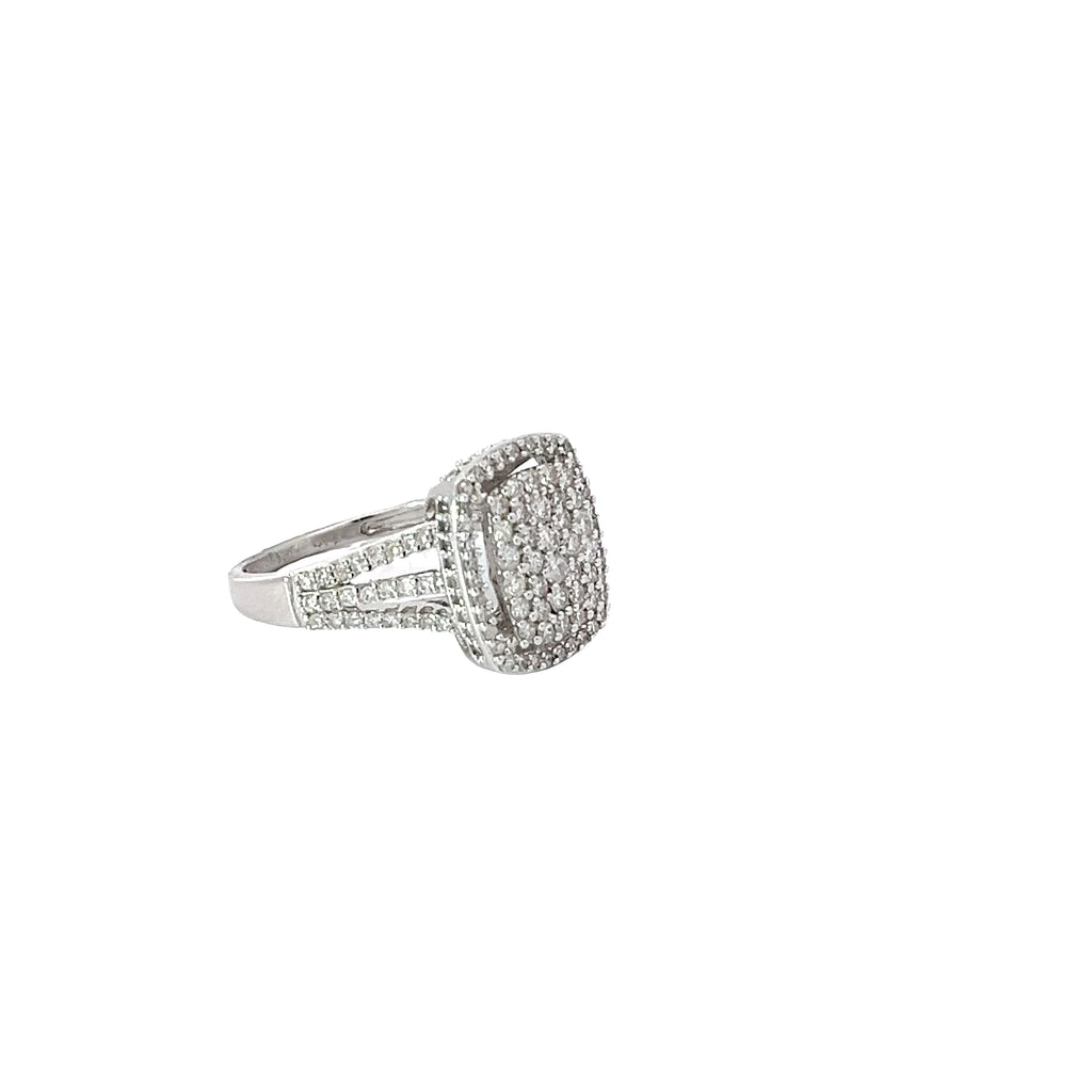 18k White Gold 1.00ct G SI1 Round Diamond Pave Set Ring