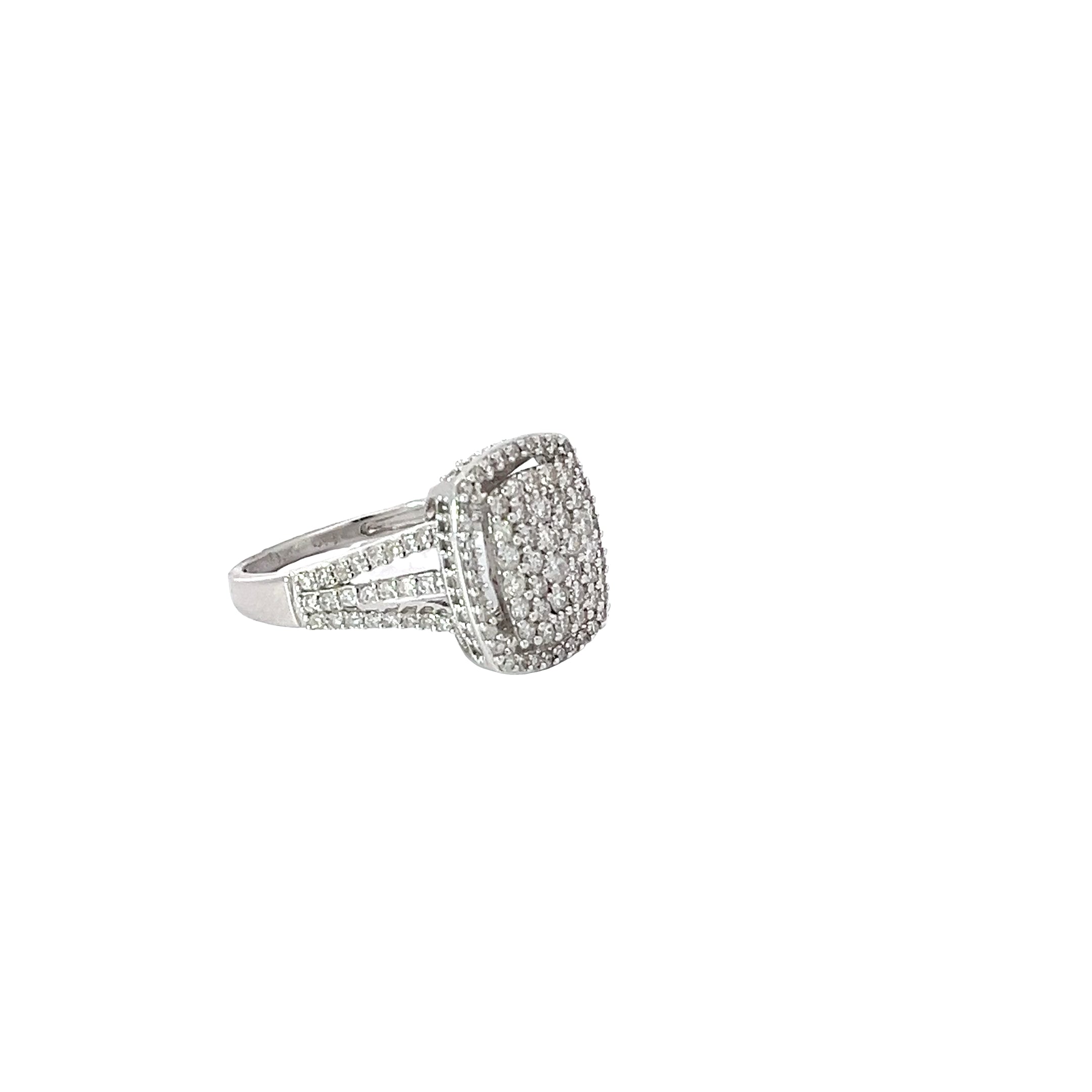 18k White Gold 1.00ct G SI1 Round Diamond Pave Set Ring