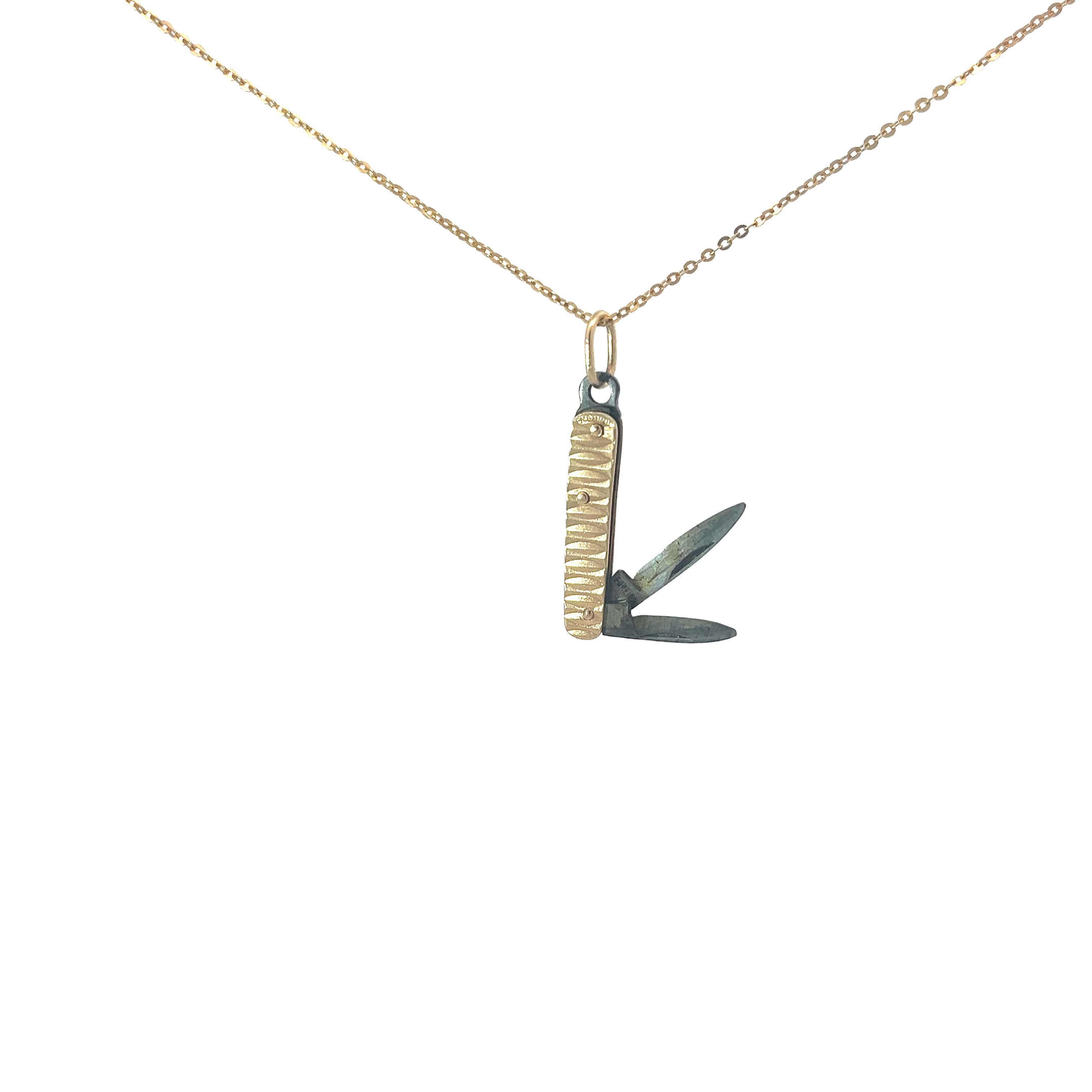 14k Yellow Gold Vintage Pocket Knife Pendant 4.9 gram