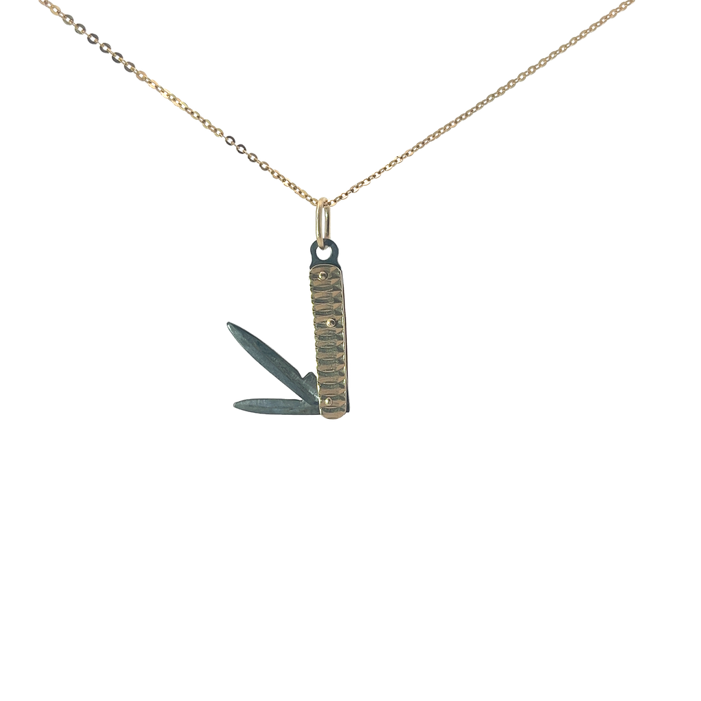 14k Yellow Gold Vintage Pocket Knife Pendant 4.9 gram