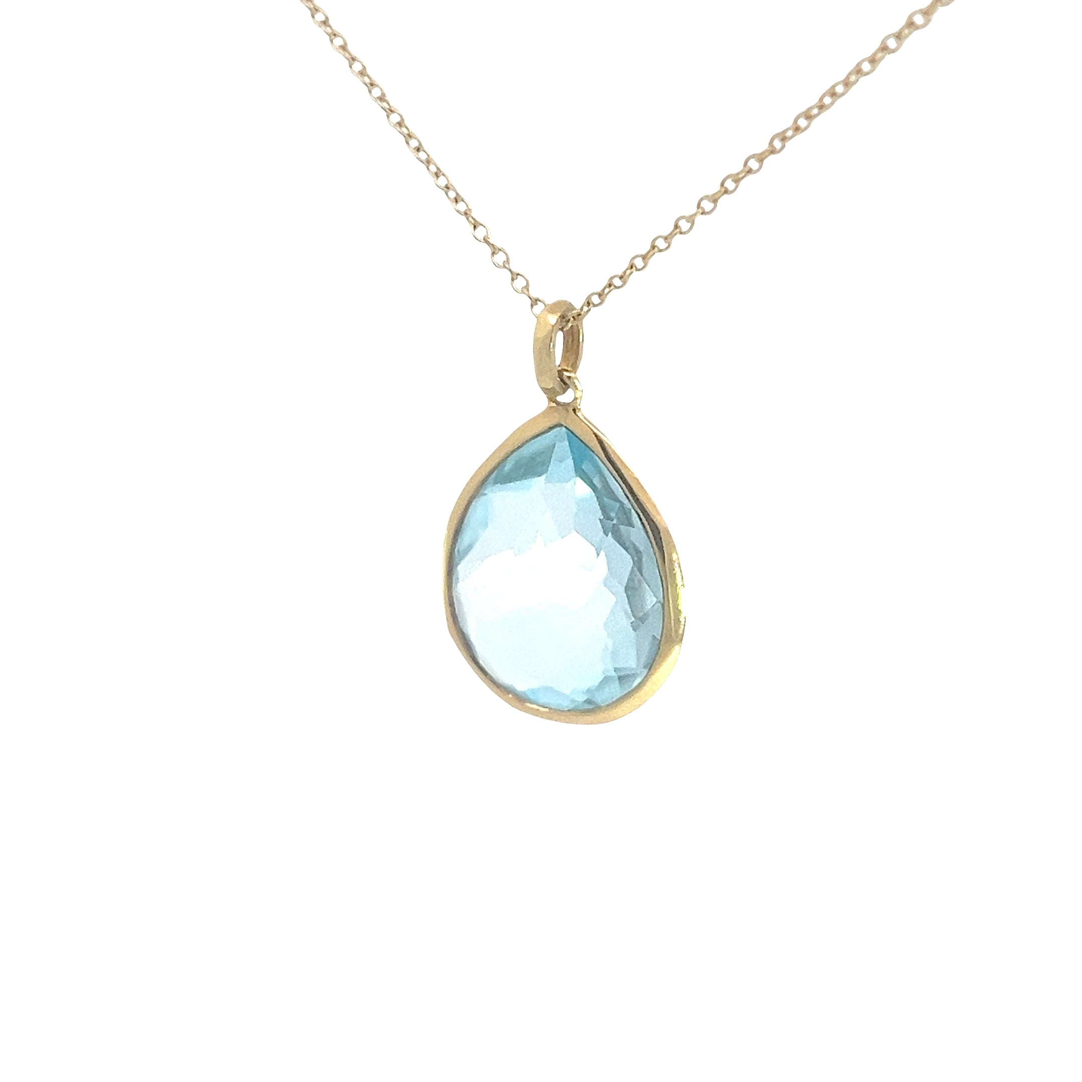 18k Yellow Gold Blue Topaz Pear Shape Rock Candy Ippolita Pendant