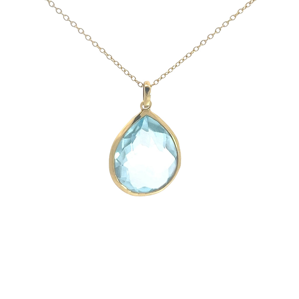 18k Yellow Gold Blue Topaz Pear Shape Rock Candy Ippolita Pendant