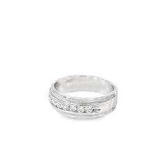 14k White Gold .50ct G VS2 (9) Round Diamond Men Wedding Band 7.5mm