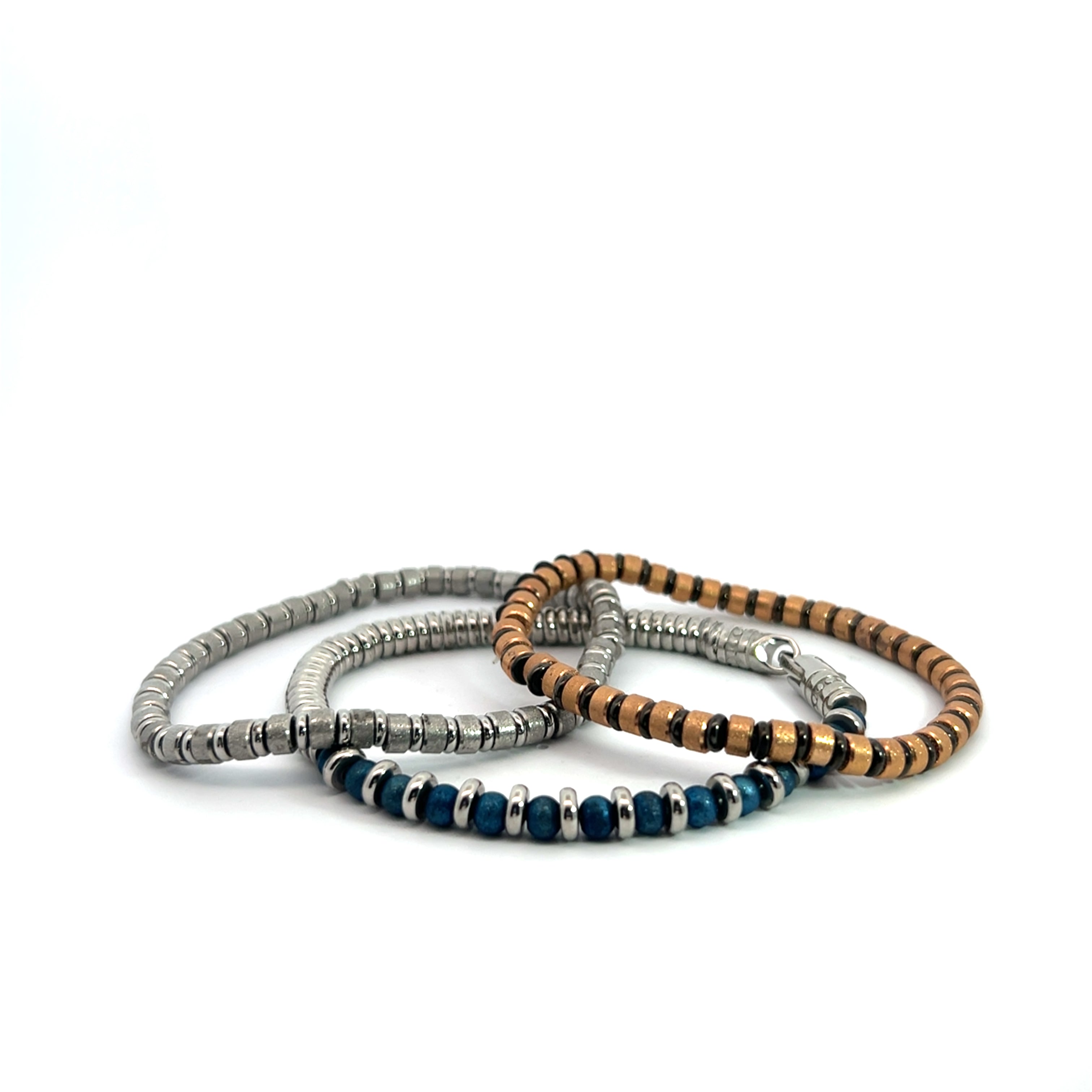 ITAL STAIN AND STEEL MEN  BRACELET