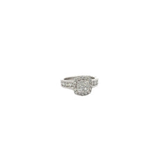 14k white gold 1.00ct F SI1 Round Diamond Cluster ring