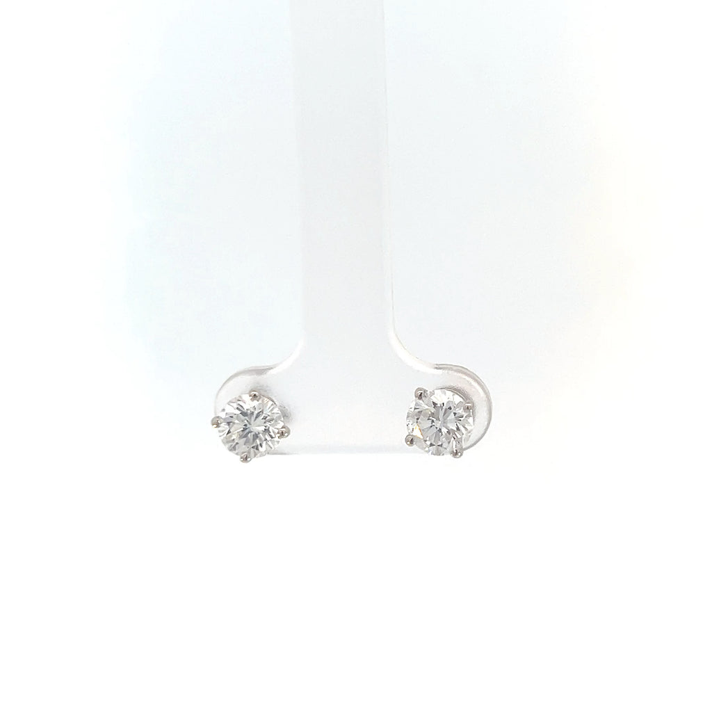 14k White Gold 1.50ct G SI1 Round Diamond 4 Prong Martin Setting Stud Earrings