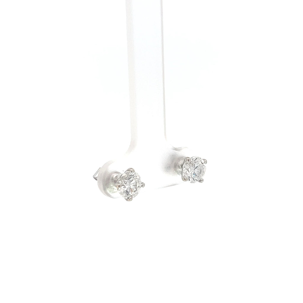 14k White Gold 1.50ct G SI1 Round Diamond 4 Prong Martin Setting Stud Earrings