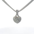 Pre-Owned Judith Ripka 925 Double Box 17"inch Necklace with CZ's Heart Pendant