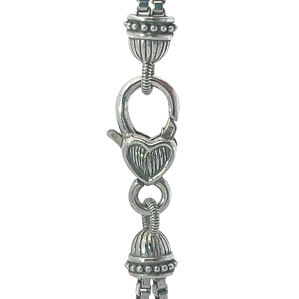 Pre-Owned Judith Ripka 925 Double Box 17"inch Necklace with CZ's Heart Pendant