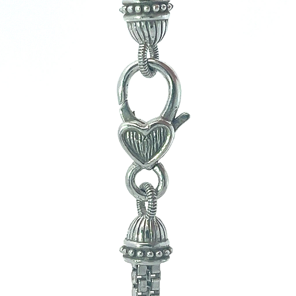 Pre-Owned Judith Ripka 925 Double Box 17"inch Necklace with CZ's Heart Pendant
