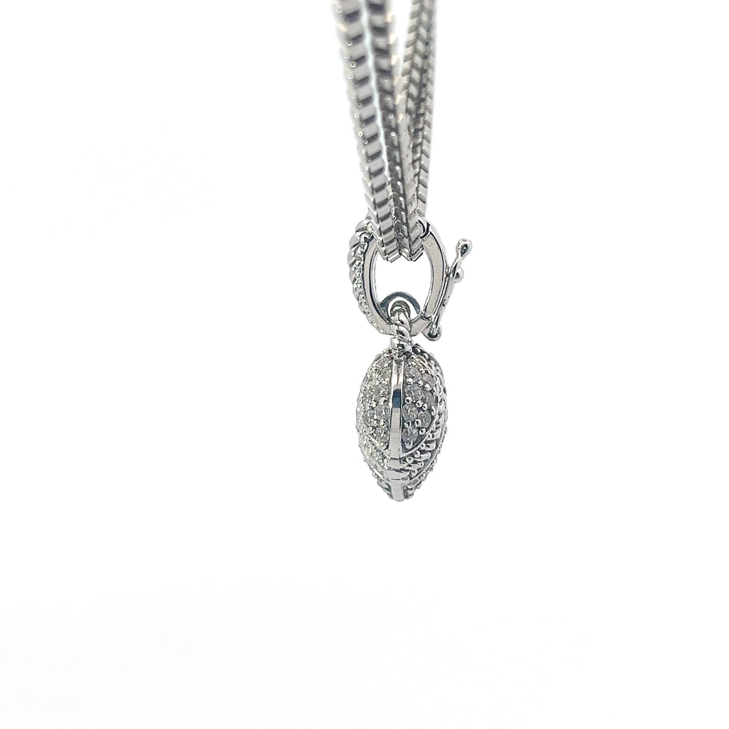 Pre-Owned Judith Ripka 925 Double Box 17"inch Necklace with CZ's Heart Pendant
