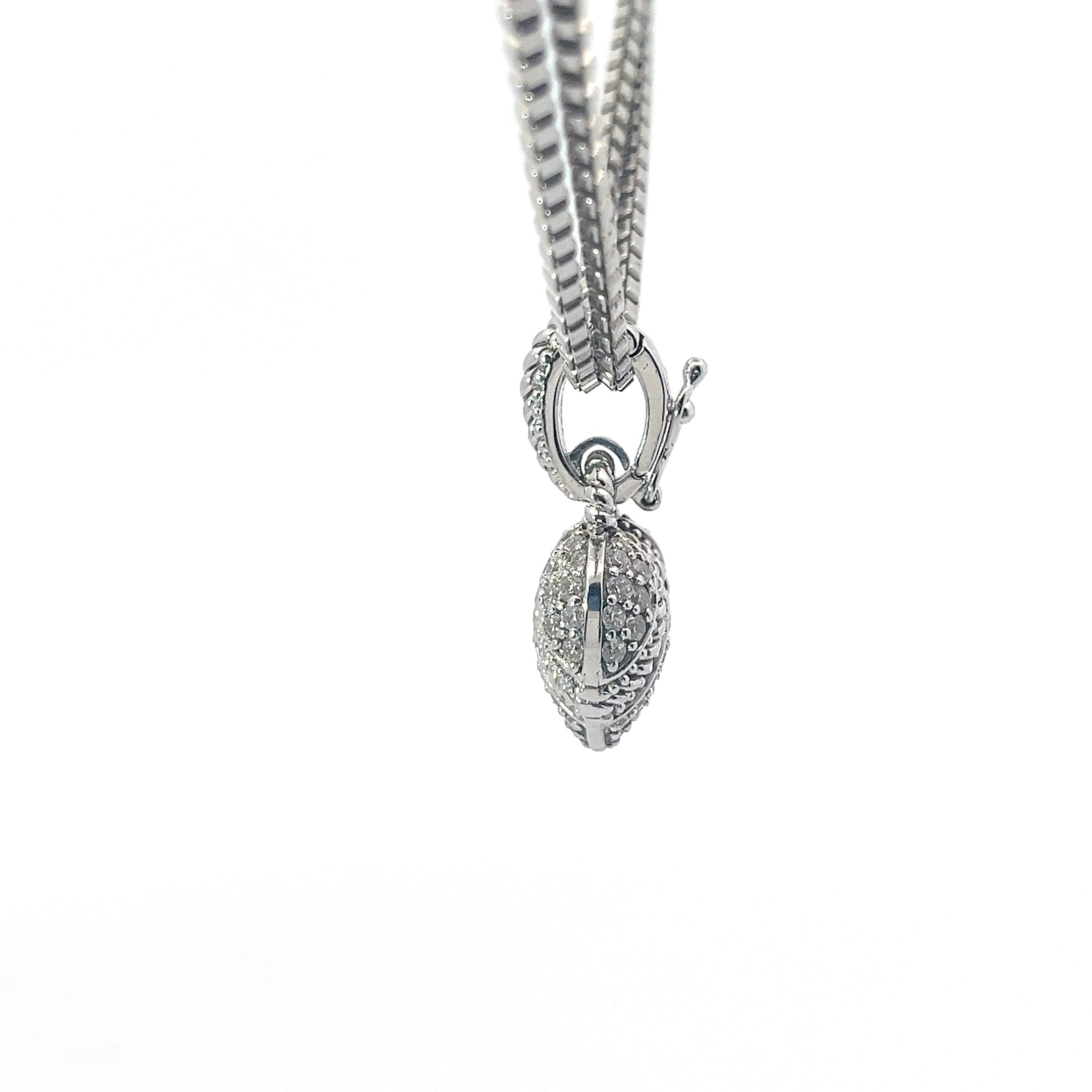 Pre-Owned Judith Ripka 925 Double Box 17"inch Necklace with CZ's Heart Pendant