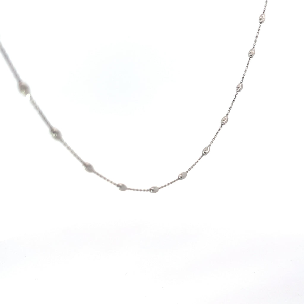 14k White Gold 3.2 Grams (26) Station Diamond Cut Necklace 16" inch