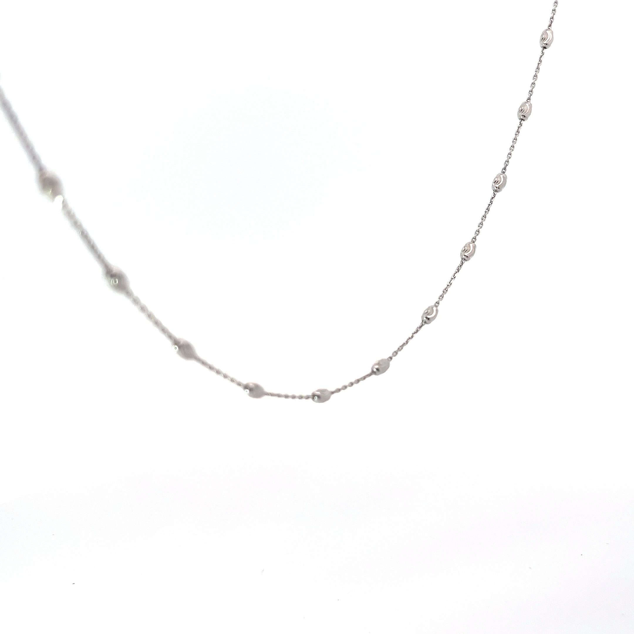 14k White Gold 3.2 Grams (26) Station Diamond Cut Necklace 16" inch