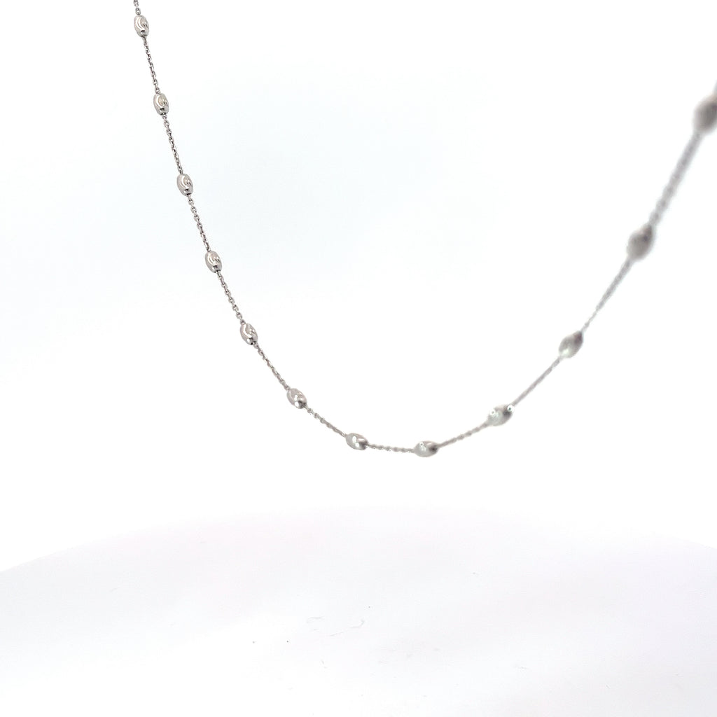 14k White Gold 3.2 Grams (26) Station Diamond Cut Necklace 16" inch