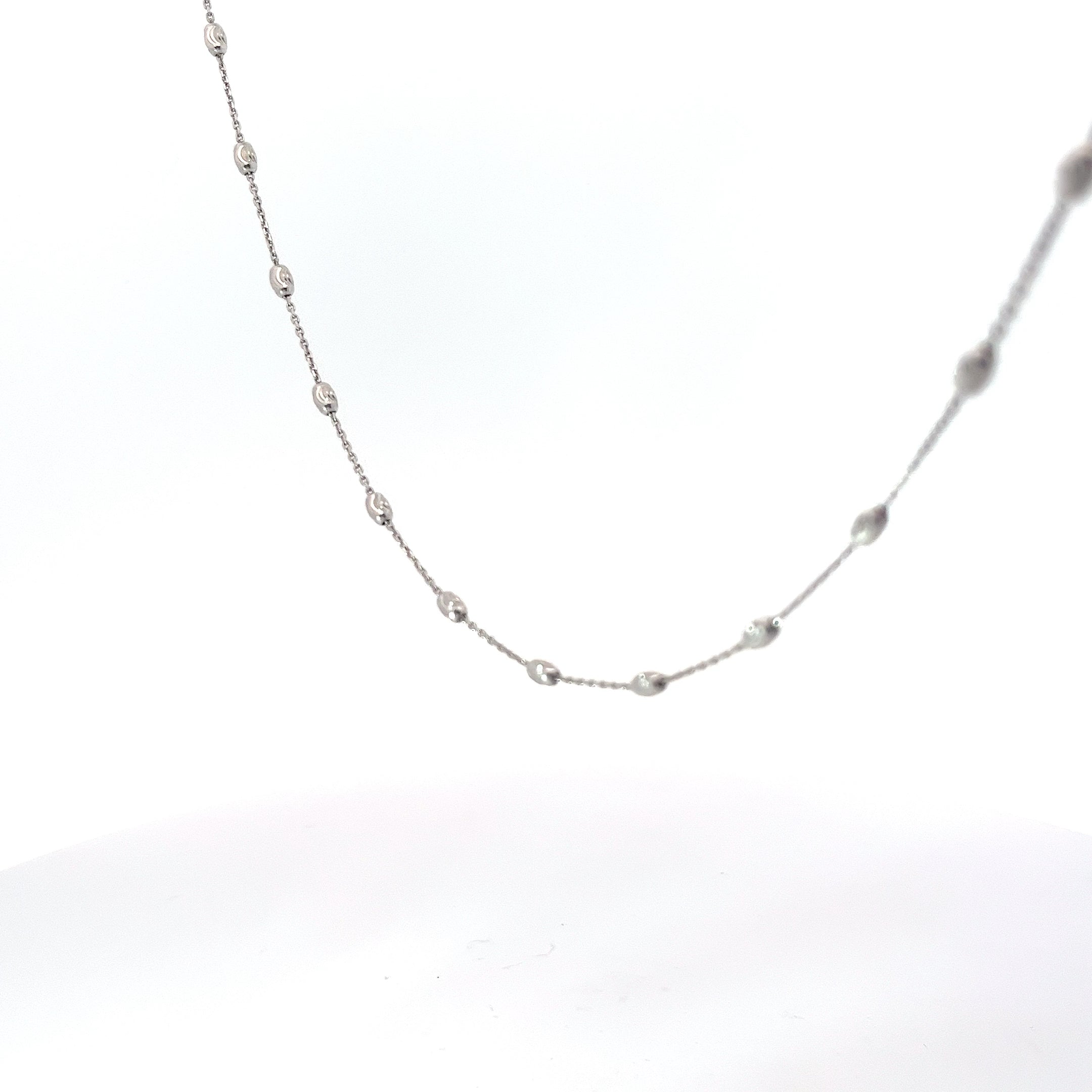 14k White Gold 3.2 Grams (26) Station Diamond Cut Necklace 16" inch