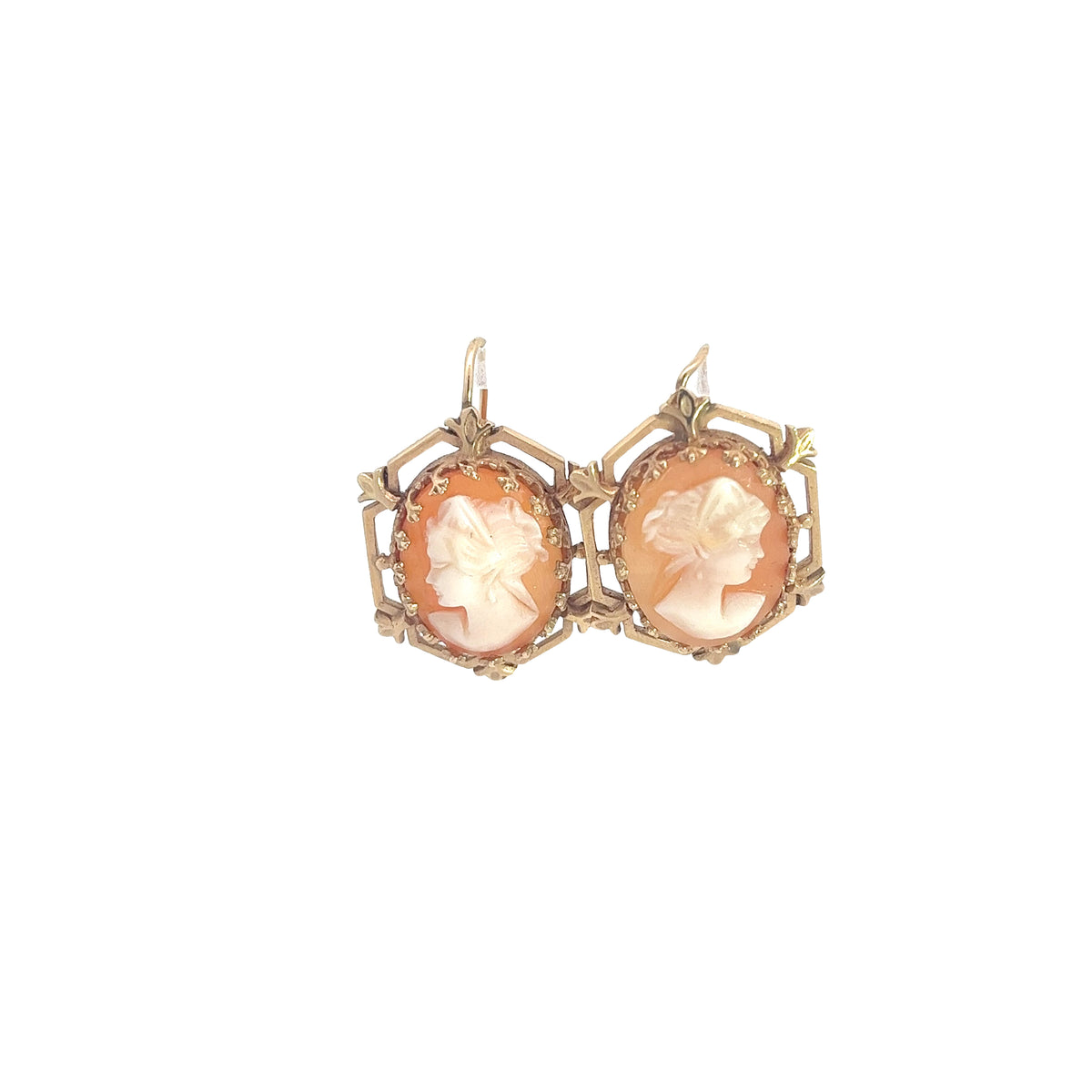 14k yellow gold earrings vintage cameo