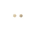14k Yellow Gold Mother of Pearl Enamel Flower Stud Earrings