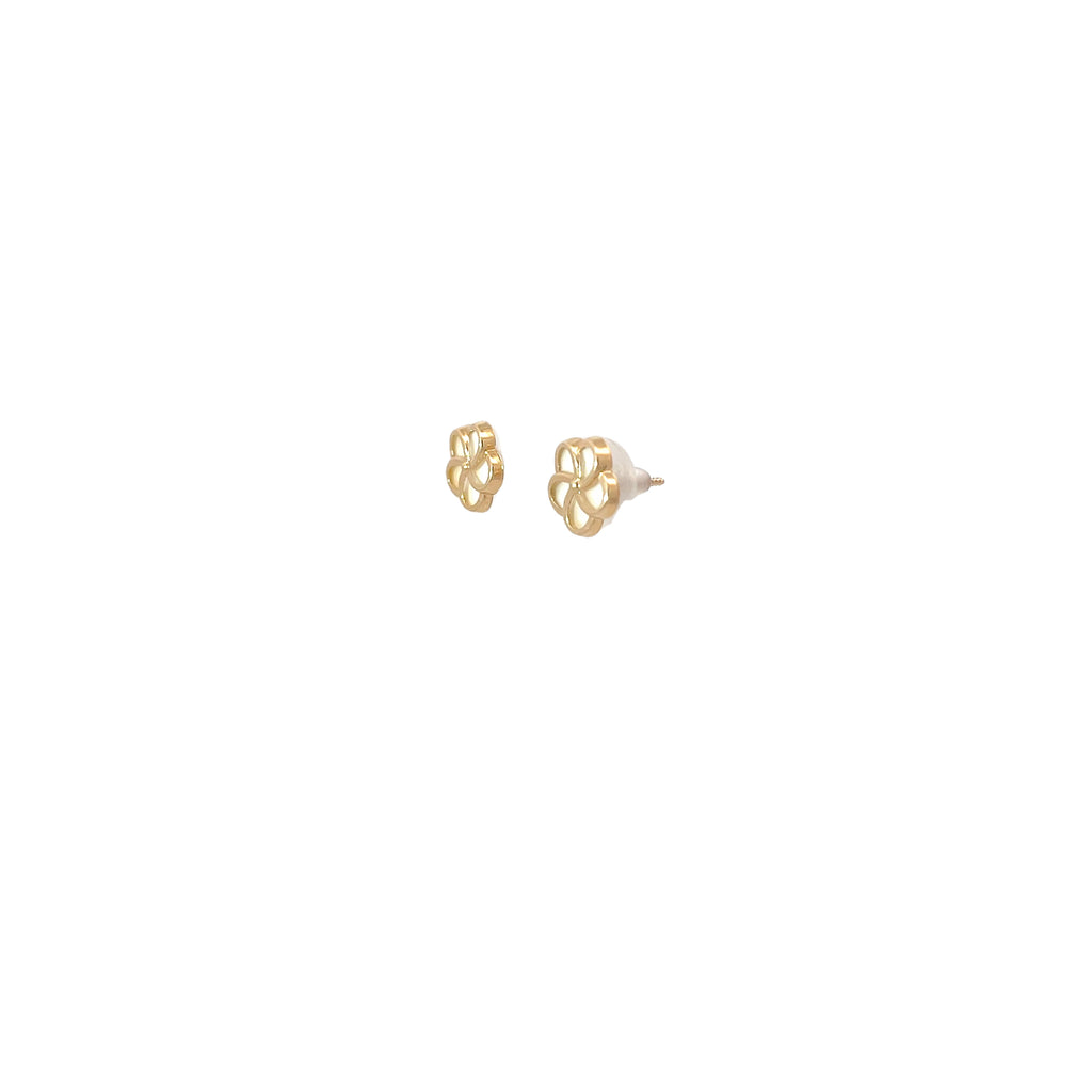 14k Yellow Gold Mother of Pearl Enamel Flower Stud Earrings
