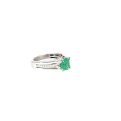 14kw 1.35ct Colombian Emerald Princess Cut and .25ct Diamond GVS2 Ring