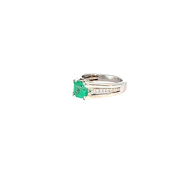 14kw 1.35ct Colombian Emerald Princess Cut and .25ct Diamond GVS2 Ring