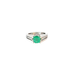 14kw 1.35ct Colombian Emerald Princess Cut and .25ct Diamond GVS2 Ring