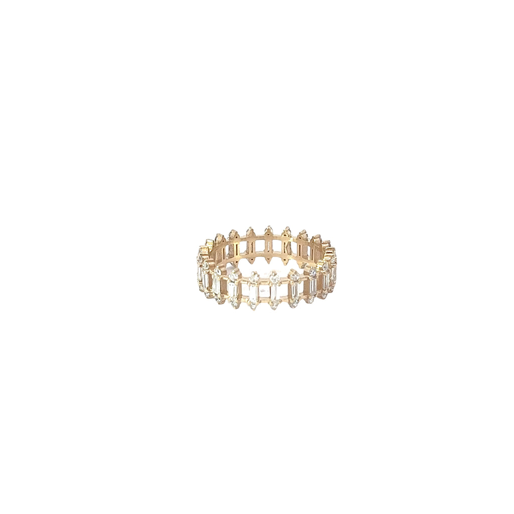 14k Yellow Gold 1.35ct G VS2 Baguette and Round Eternity Ring Size 5 2/3