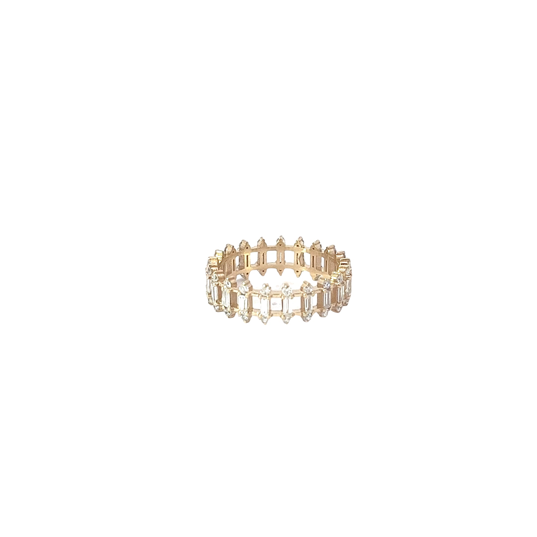 14k Yellow Gold 1.35ct G VS2 Baguette and Round Eternity Ring Size 5 2/3