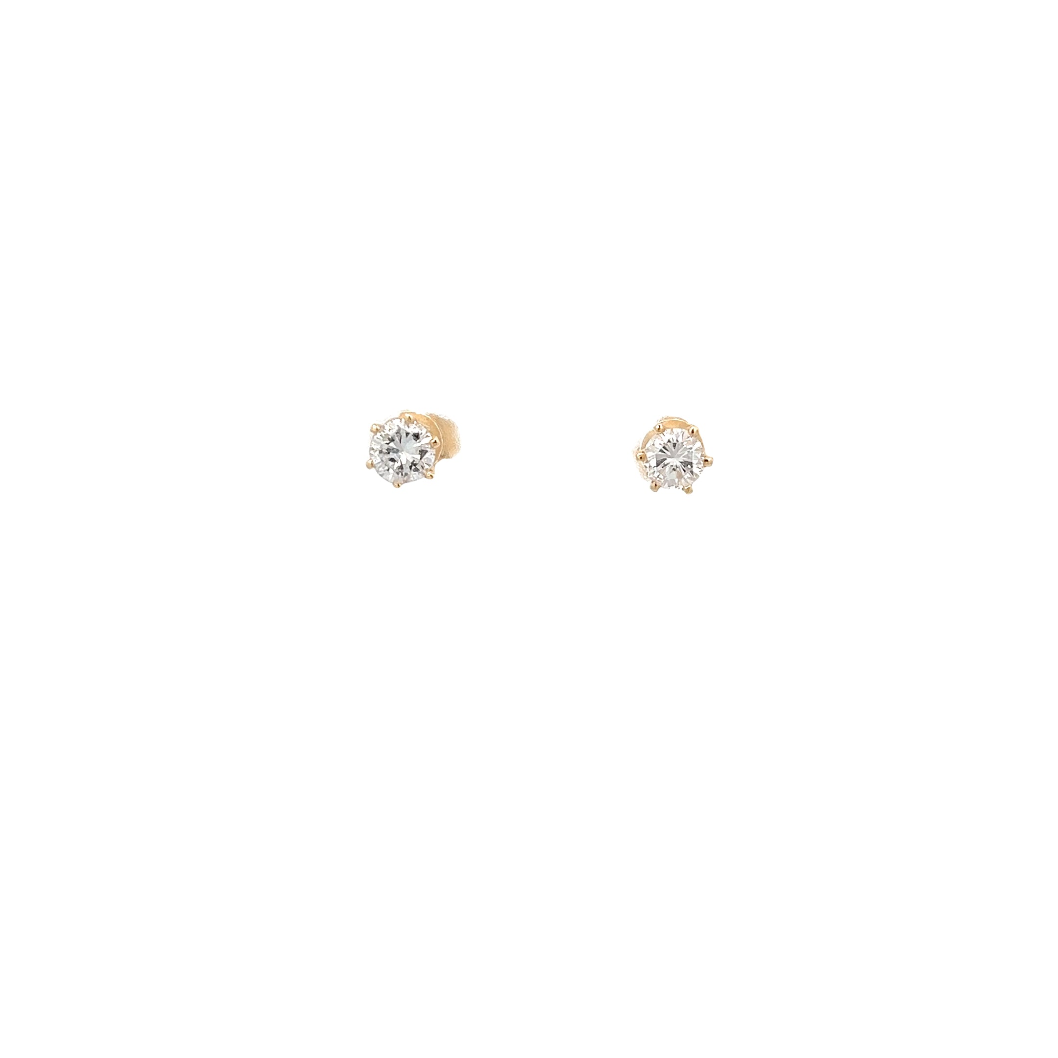 14K YELLOW GOLD .50CT FVS2 6 PRONGS DIAMOND STUDS EARRING