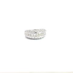 14K White Gold 1.12ct H VS2 Princess Cut Channel Set /2.00ct G VS2 Round Diamond Pave  Domed Ring