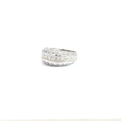 14K White Gold 1.12ct H VS2 Princess Cut Channel Set /2.00ct G VS2 Round Diamond Pave  Domed Ring