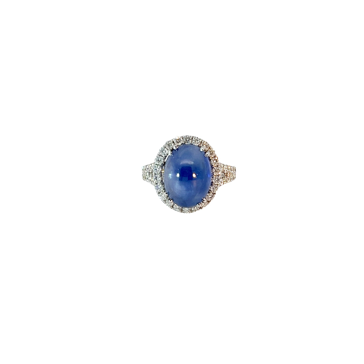 Ladies 18k White Gold Diamond and Star Sapphire Ring