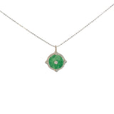 Ladies 18k white gold Jade and Diamond Necklace