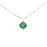 18k White Gold .35ct G VS2 Round Diamond and Jade Necklace