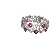 Ladies Vintage 18k White Gold Ruby and Diamond Bracelet