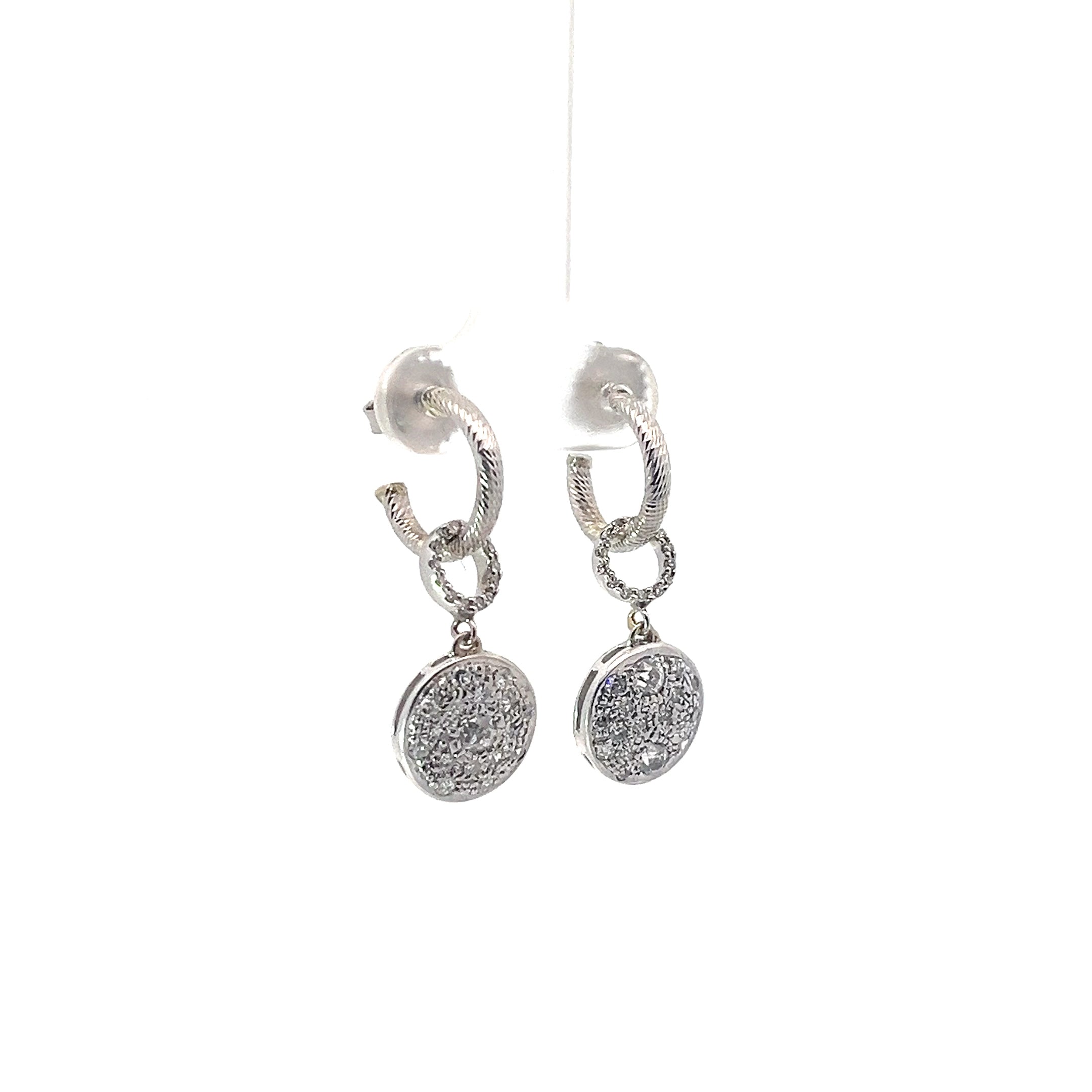 14k White Gold .70ct G VS2 Round Drop Earrings