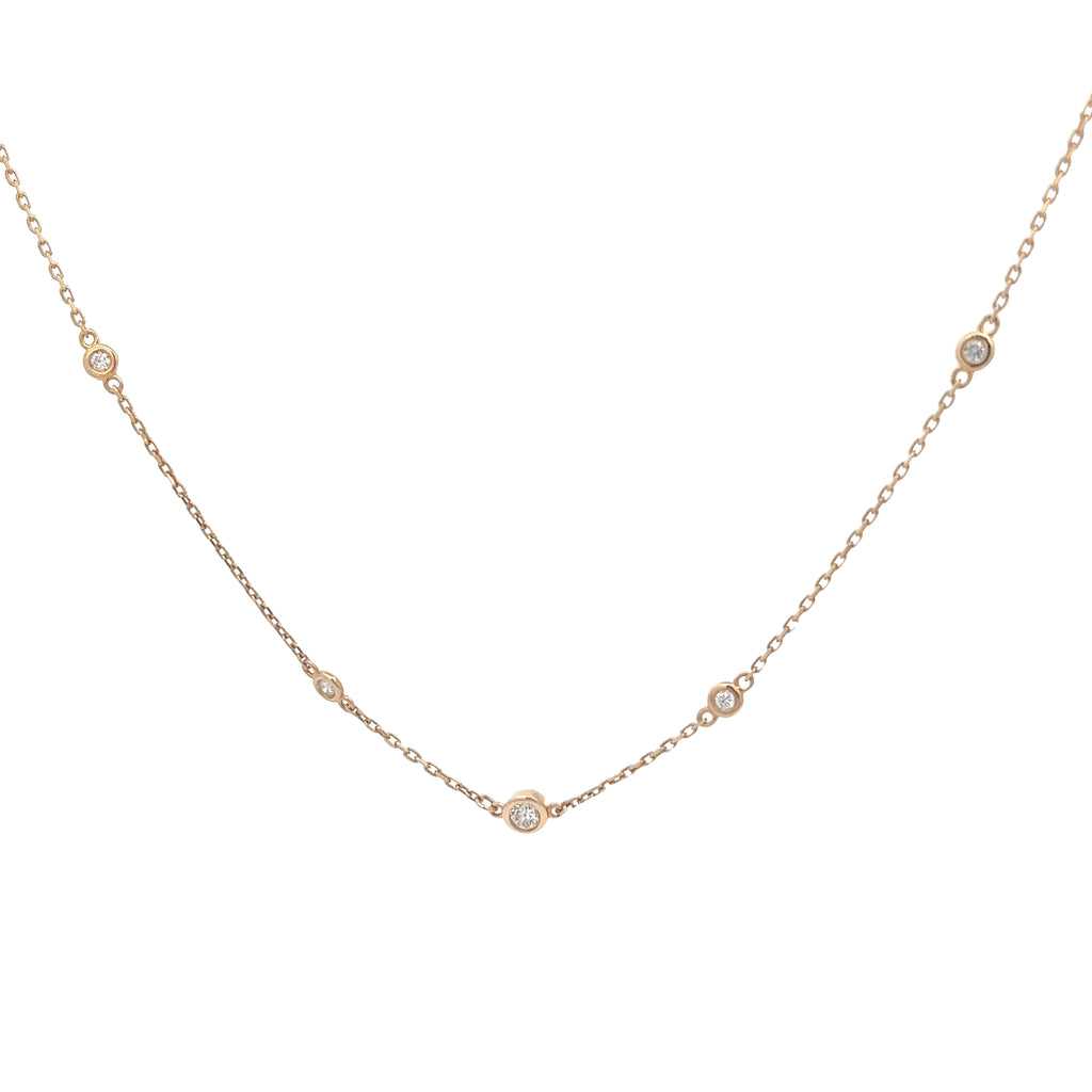 14k Yellow Gold .50ct G SI1 Round Diamonds By the Yard Necklace